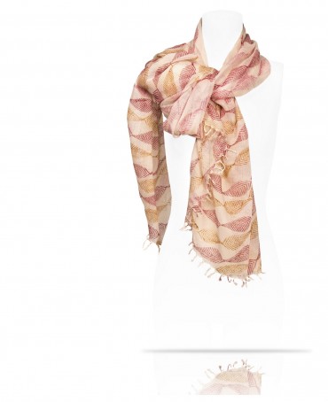 Палантин Унисекс HAND.W40-LEAFS/WH.ROSE